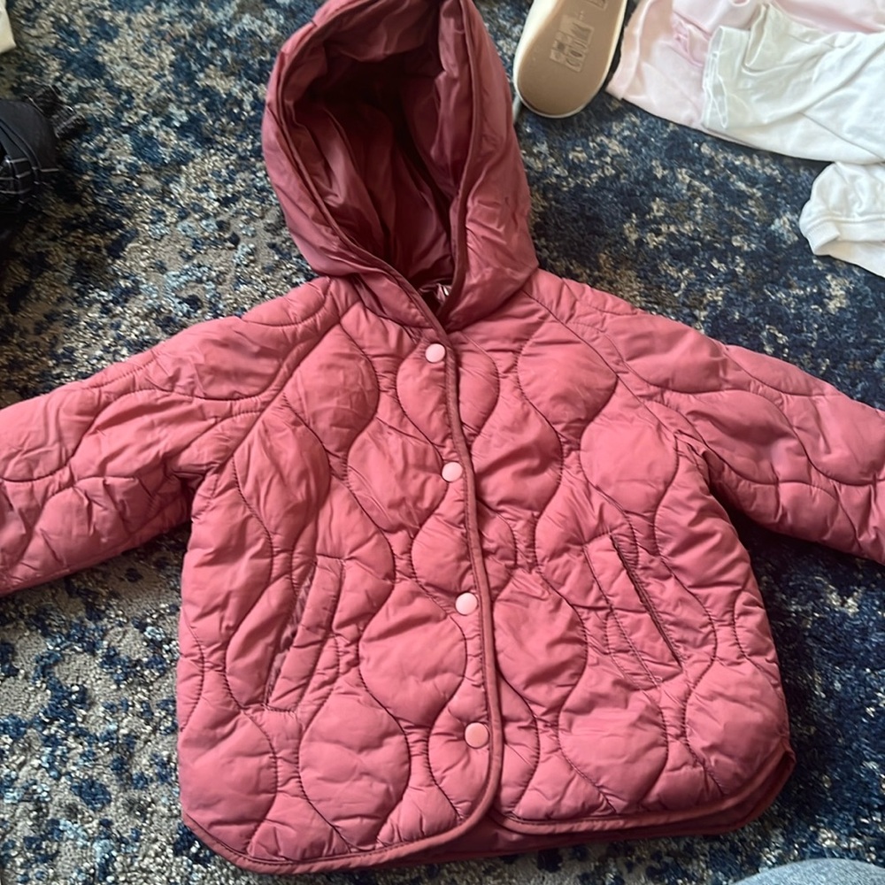 Zara girls pink puffer 12 to 18 months